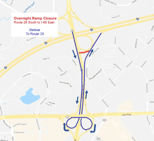 Overnight Ramp Closure Map